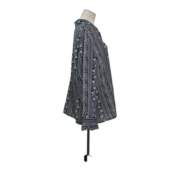 LANE BRYANT Black Printed Stripes Sheer Buttoned Shirt size 14/16 - Picture 6 of 10